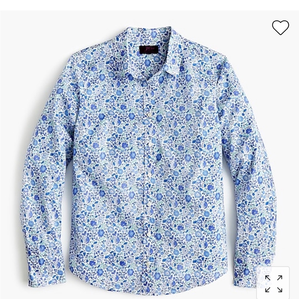 J Crew Women’s Liberty D’Anjou blue print size 10 blouse. EUC